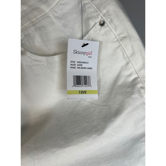 NWT Skinny Girl Skinny Ankle Mid Rise Jeans, White, Plus Size 18W - Picture 8 of 10